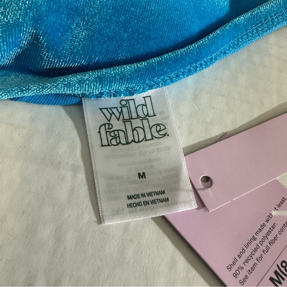 Wild Fable Blue Velvet Tie Back Bikini Top M - Picture 4 of 6